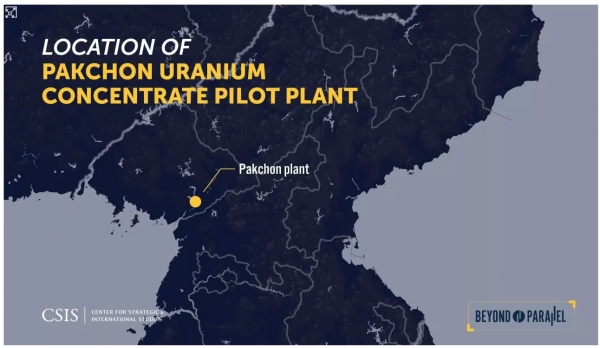 Location map of the Pakchon Uranium Concentrate Pilot Plant (CSIS)
