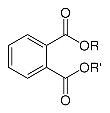 오르토 프탈레이트의 일반적인 화학 구조[출처=Wikipedia]<br>