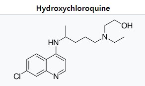 히드록시 클로로퀸의 화학구조Hydroxychloroquine(HCQ)<br>