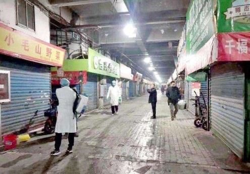 최초 발생지로 여겨져온 중국 우한 장한구 화난 수산도매시장