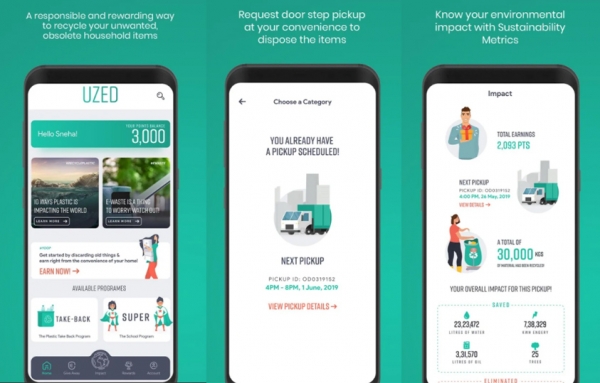Recykal이 만든 소비자가 재활용 플라스틱 폐기물을 처리할 수 있도록 지원하는 앱 'UZED' ,해당 앱은 현재 인도에서만 사용할 수 있다. /구글 플레이 캡쳐