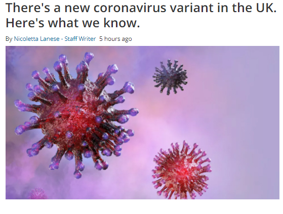 영국에 새로운 코로나바이러스 변종이 있다. /라이브사이언스지 갈무리