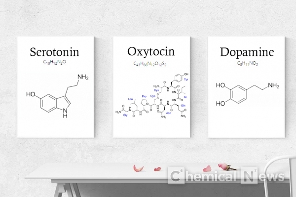 옥시토신과 도파민의 화학구조 ⓒ포인트경제CG