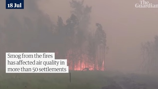 사상 초유의 폭염과 산불 피해를 입은 시베리아 /가디언지 영상 캡쳐