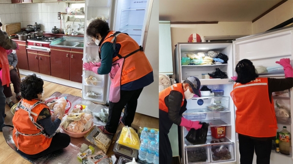 논산시 '식품안전도우미사업의 일환'인 냉장고 청소 /사진=논산시청