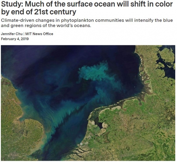 연구 : 21세기 말까지 많은 바다 표면이 색깔을 바꿀 것이다 / MIT News 갈무리
