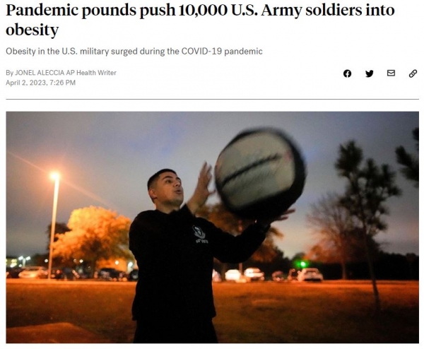 '팬데믹으로 인한 체중 증가로 미군 병사 1만명이 비만에 빠졌다' 기사 / abc뉴스 갈무리