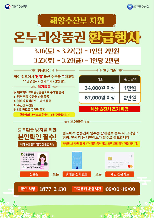 수산물 온누리상품권 환급행사 홍보 포스터 ⓒ광주시 (포인트경제)