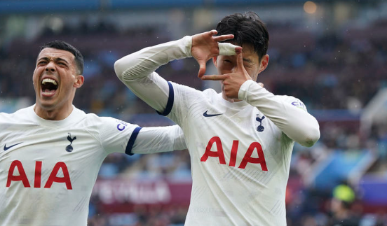 토트넘 홋스퍼의 손흥민이 10일 영국 버밍엄의 빌라 파크에서 골을 넣은 후 찰칵 세리머니를 하고 있다. ⓒ뉴시스 (포인트경제)