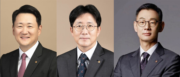 (왼쪽부터) (주)한화 건설부문 김우석 대표이사 내정자, 한화임팩트 사업부문 양기원 대표이사 내정자, 한화세미텍 김재현 대표이사 내정자. / 한화그룹 제공 (포인트경제)