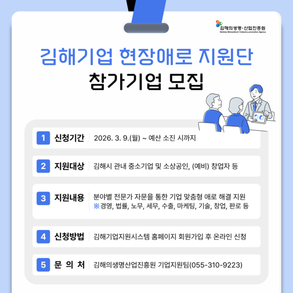 김해의생명산업진흥원, 중소기업 경영 난제 해결 나선다 - 뉴스 썸네일 이미지